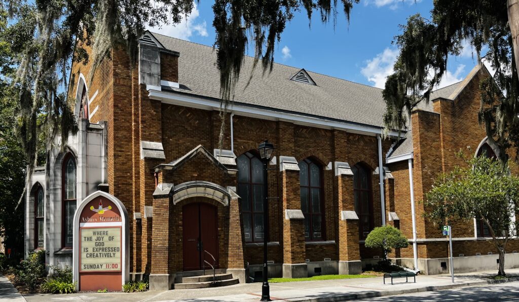 Exterior of Asbury Memorial Church on East Henry Street in Savannah
