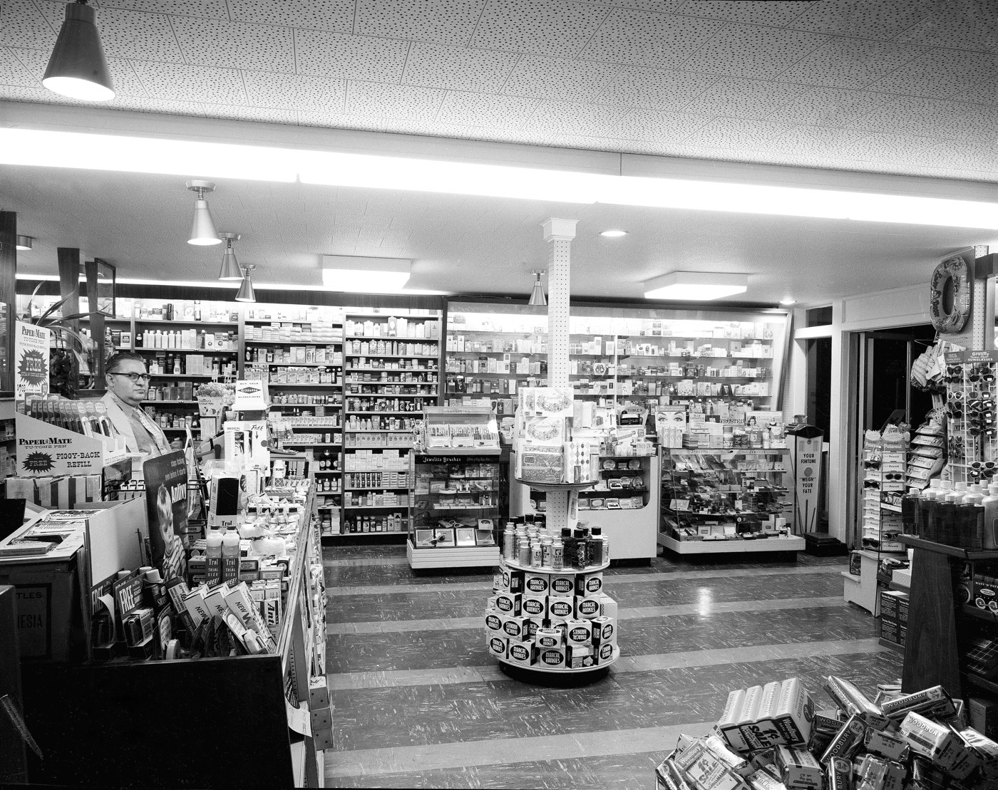 Historic pharmacy shelves
