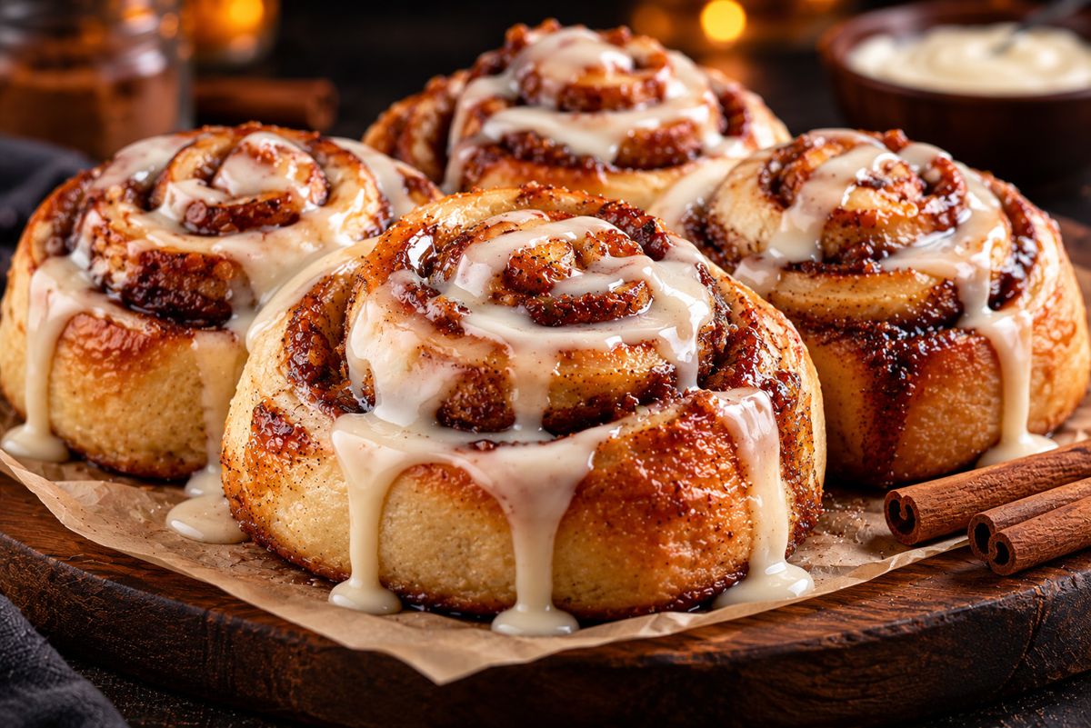 Warm iced cinnamon rolls