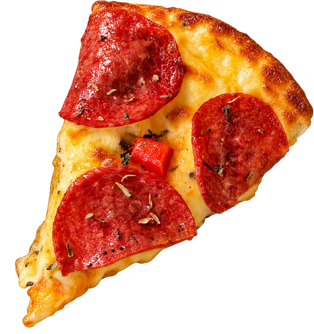 Pepperoni pizza slice with melted cheese